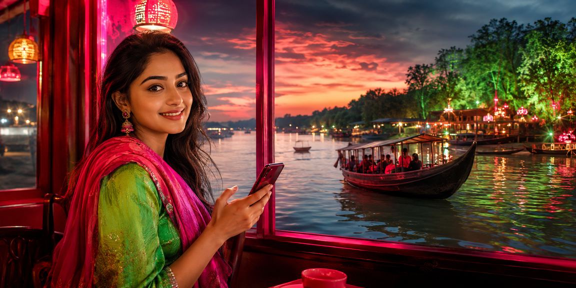 সুন্দরবনের পটভূমিতে মোবাইল পেমেন্টের দৃশ্য
